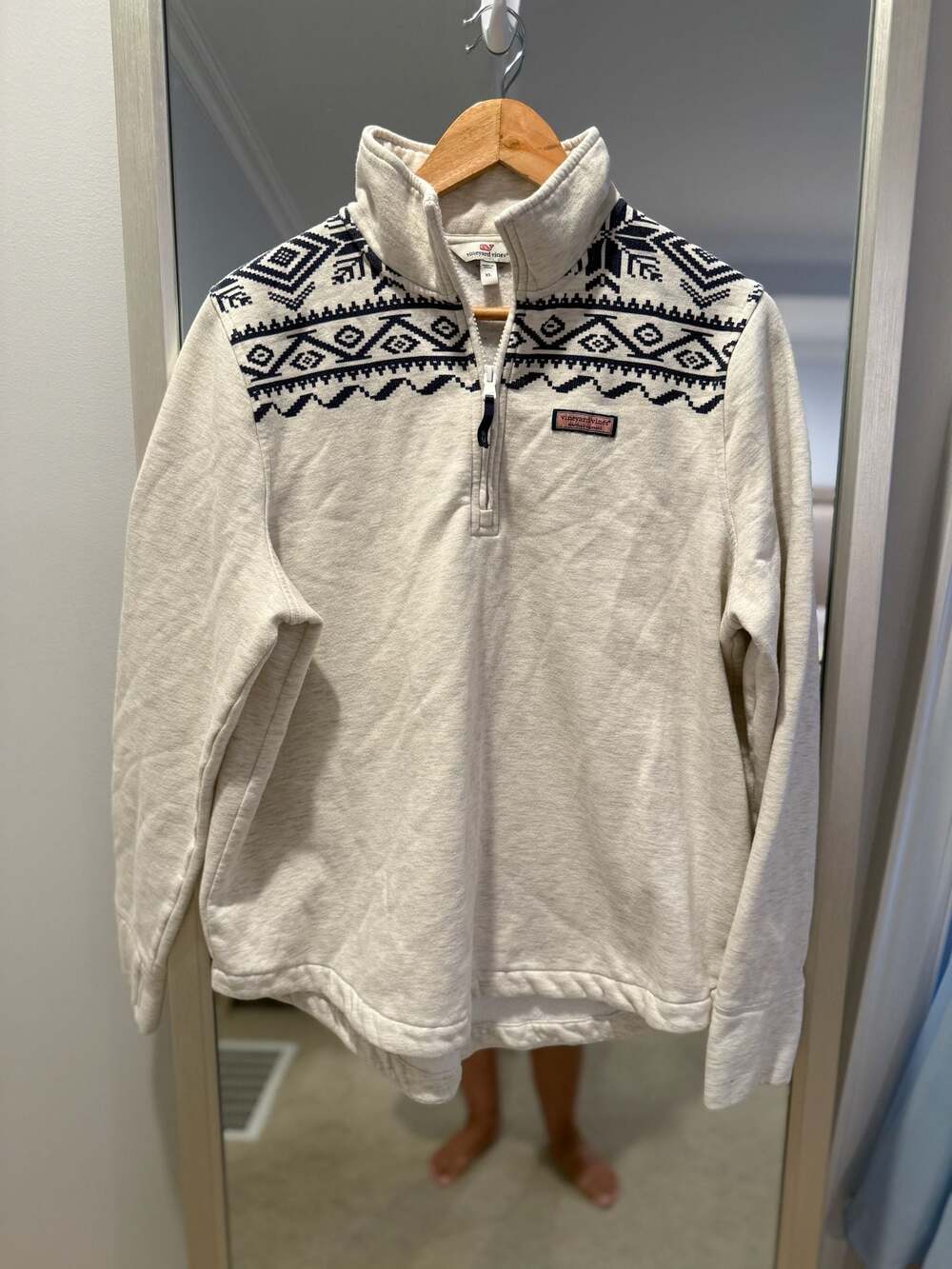 Vineyard Vines Fair Isle Dreamcloth Relaxed Quarter-Zip Shep Shirt Size XL